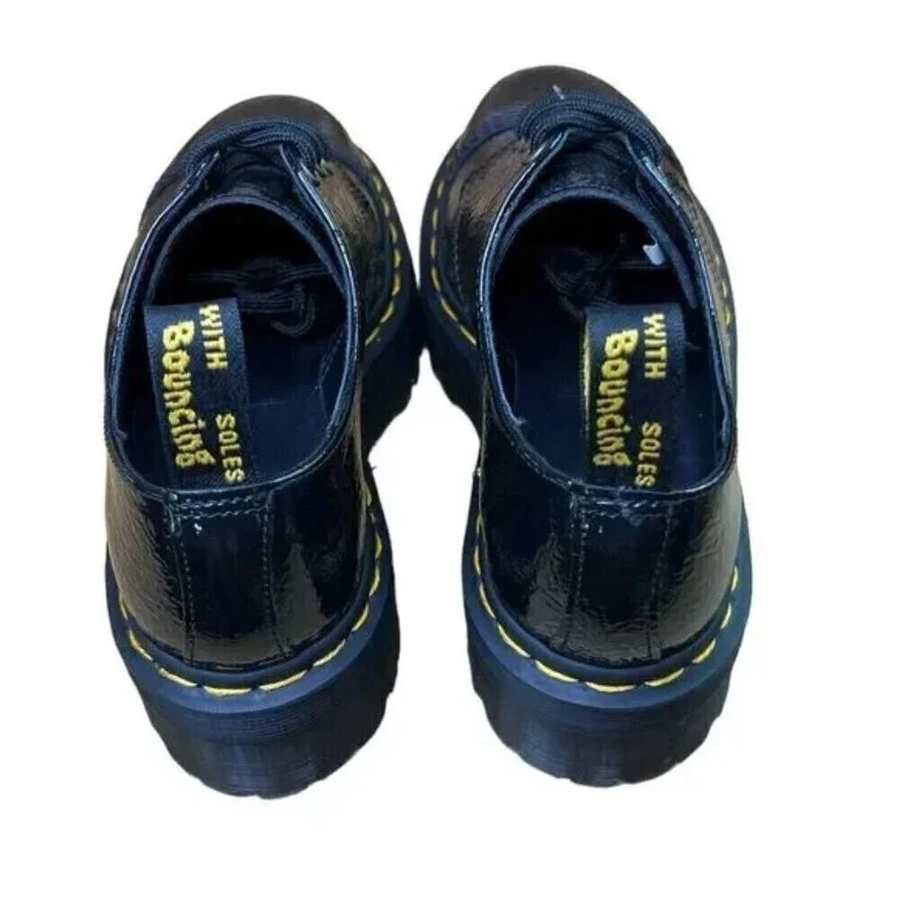 Dr. Martens 1461 Distressed Patent Leather Platform Shoe Black Size 7